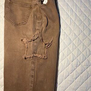 Brown Flare Patchwork Pants